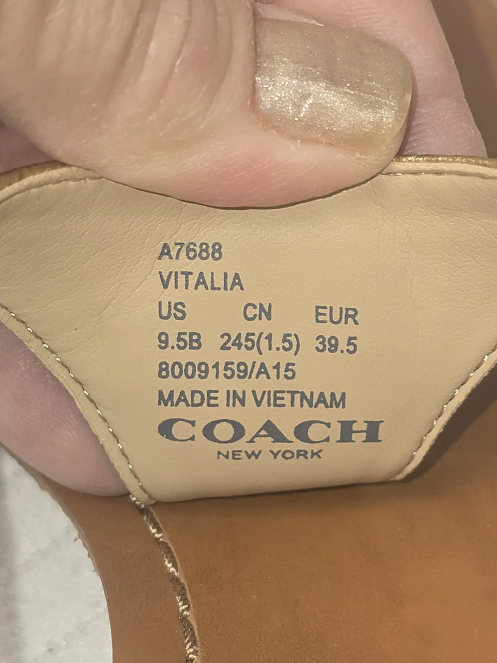 COACH CHEYANNE T-STRAP GOLD METALLIC SANDALS SMALL WEDGE HEEL WOMENS 9.5 - Picture 8 of 9